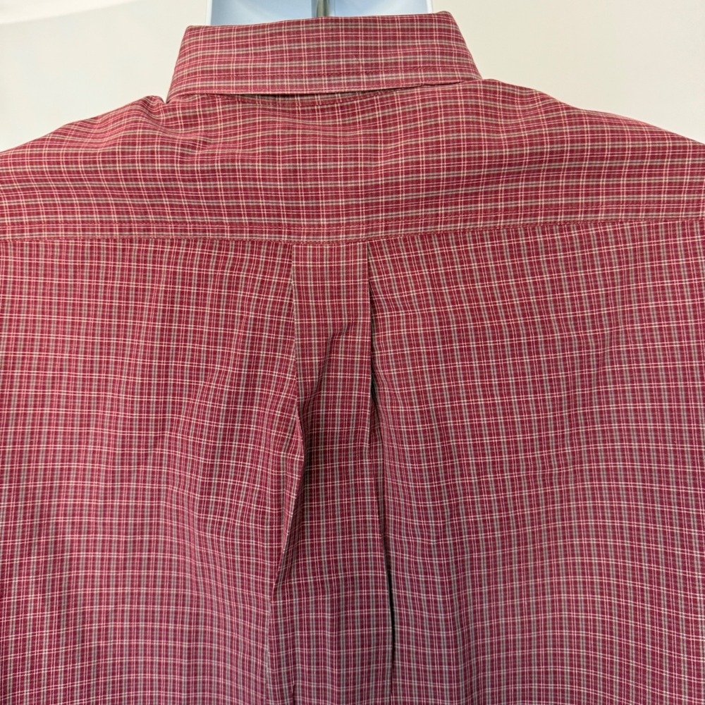 LL Bean Mens Red Grey Micro Plaid Long Sleeve Button Down Shirt Large Regular - Picture 4 of 8